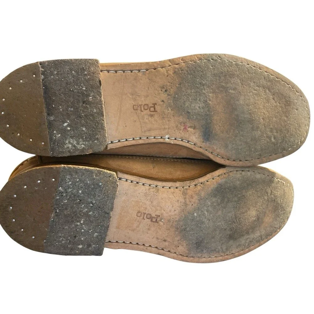 Polo Ralph Lauren Men’s Leather Penny Loafers Tan Brown Slip On Moccasins Size 9 - Picture 7 of 7
